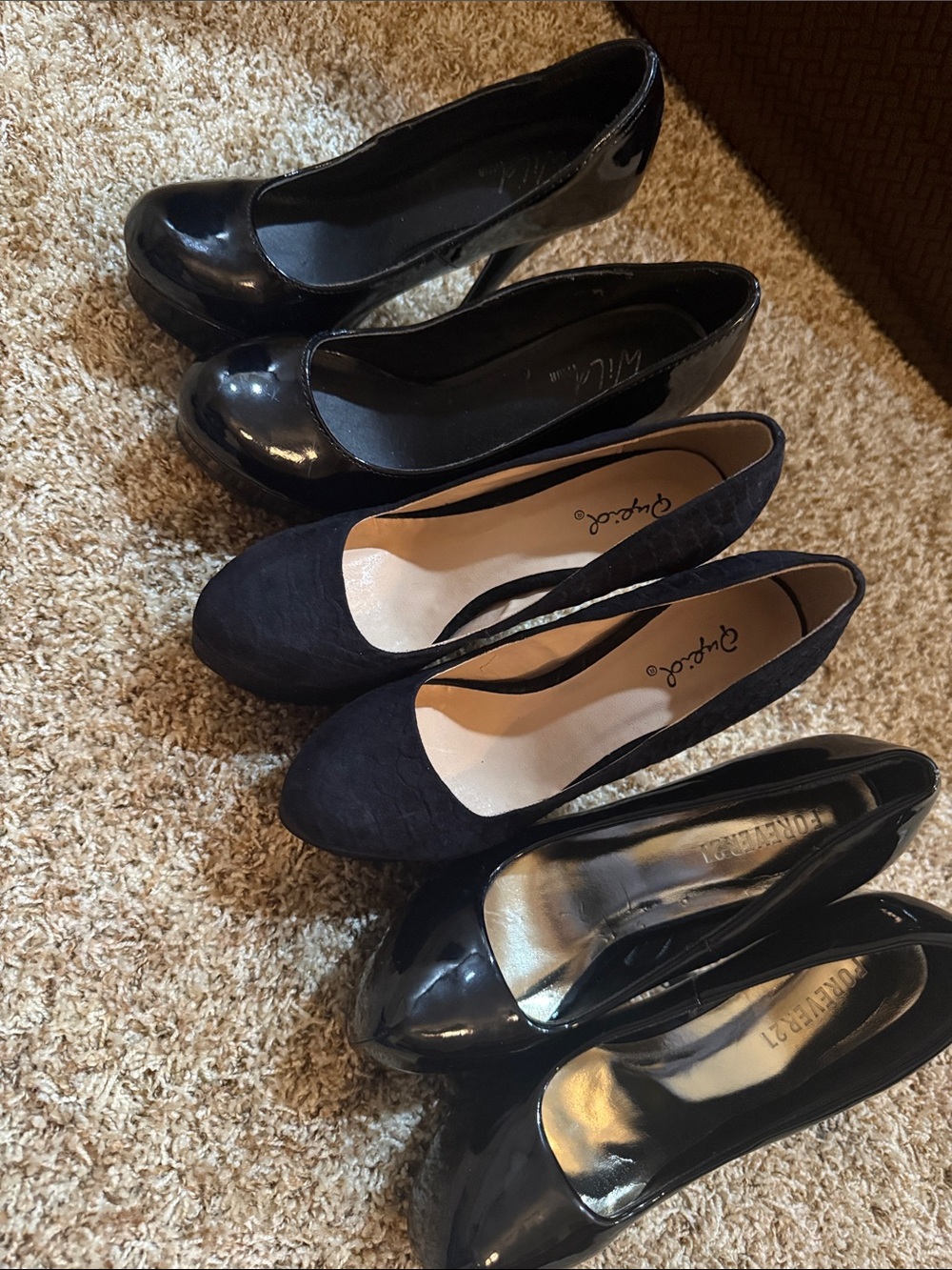 3 pairs lot of Black Women’s Dress Pumps- Classic Black Heels